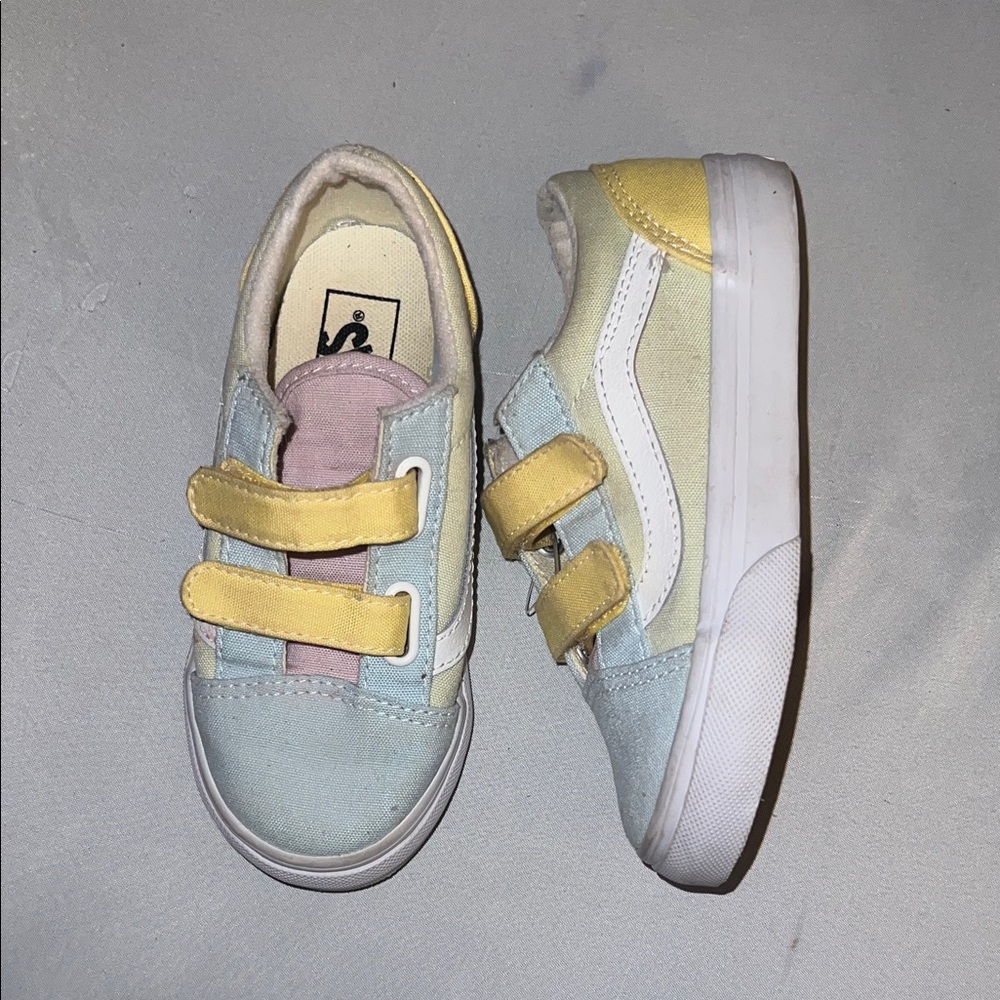 Vans Kids Sneakers in Pastel Blue, Pink, and Yellow